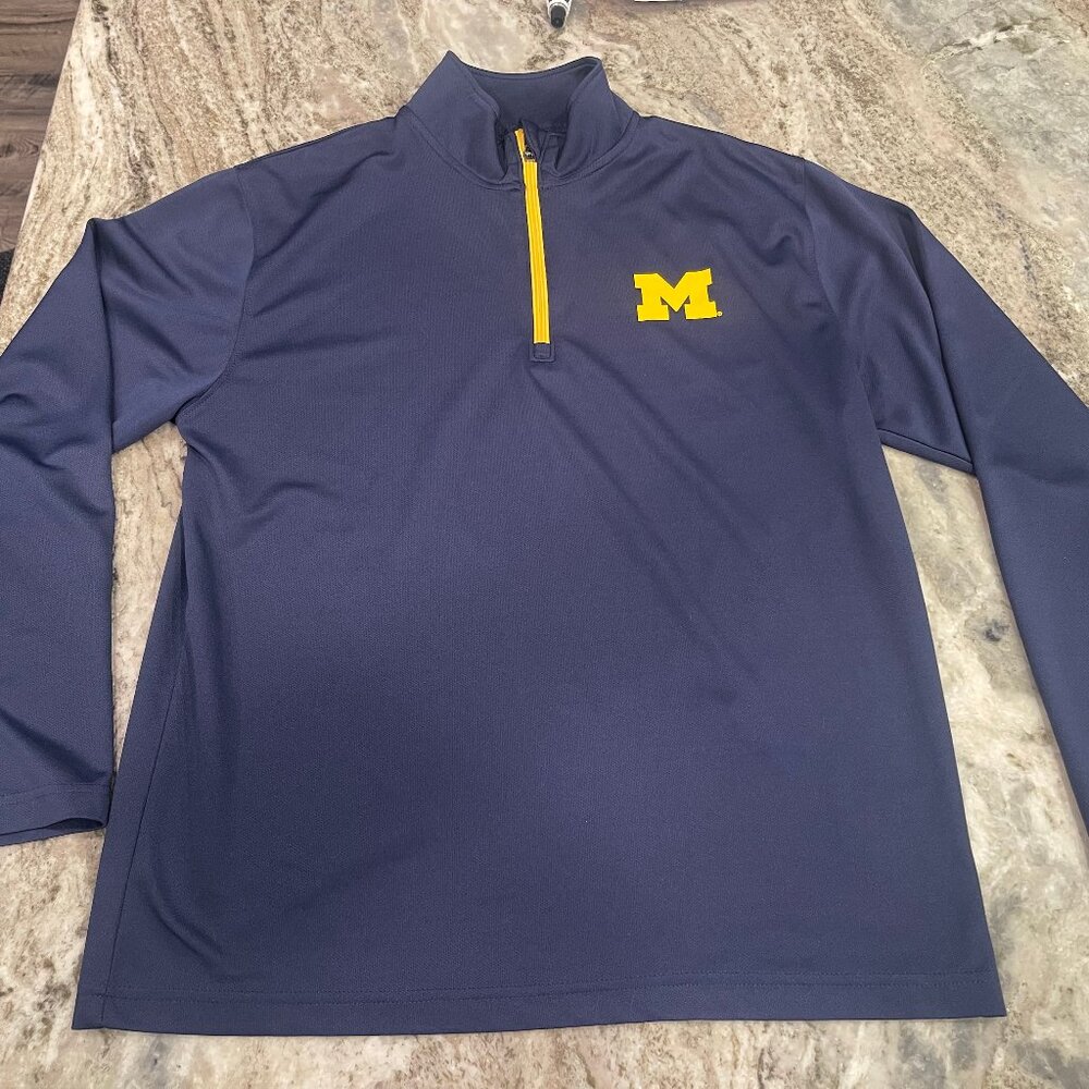 NEW Michigan Wolverines Pullover 1/4 Zip Mens MEDIUM Navy Blue Jacket Pro Edge